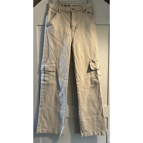 S.O.N.G. Cargo Street Jean Wide Leg High Rise Ivory Cargo Pants Juniors Sz 5/27 - Picture 1 of 7